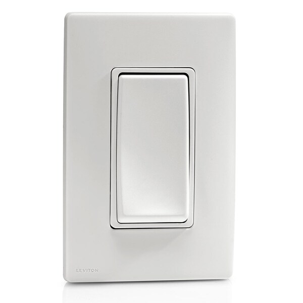 Interruptor de palanca Leviton RENU de un solo polo en blanco sobre blanco - RE151-WW