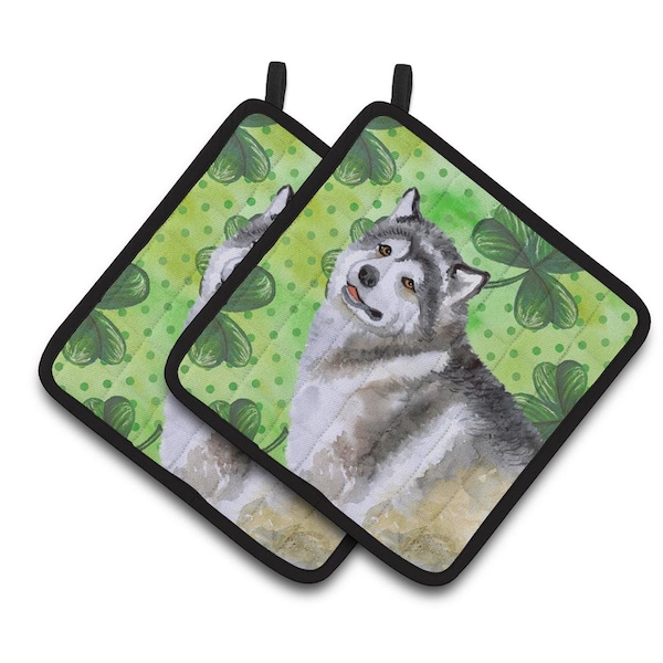 Carolines Treasures Alaskan Malamute St Patricks Pair of Pot Holders - BB9812PTHD