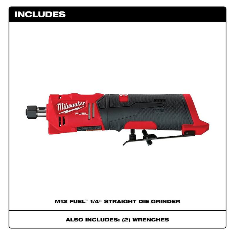 Milwaukee M12 FUEL 12V Rectificadora recta inalámbrica con motor sin escobillas de 1/4 pulgadas de iones de litio (solo herramienta) - 2486-20