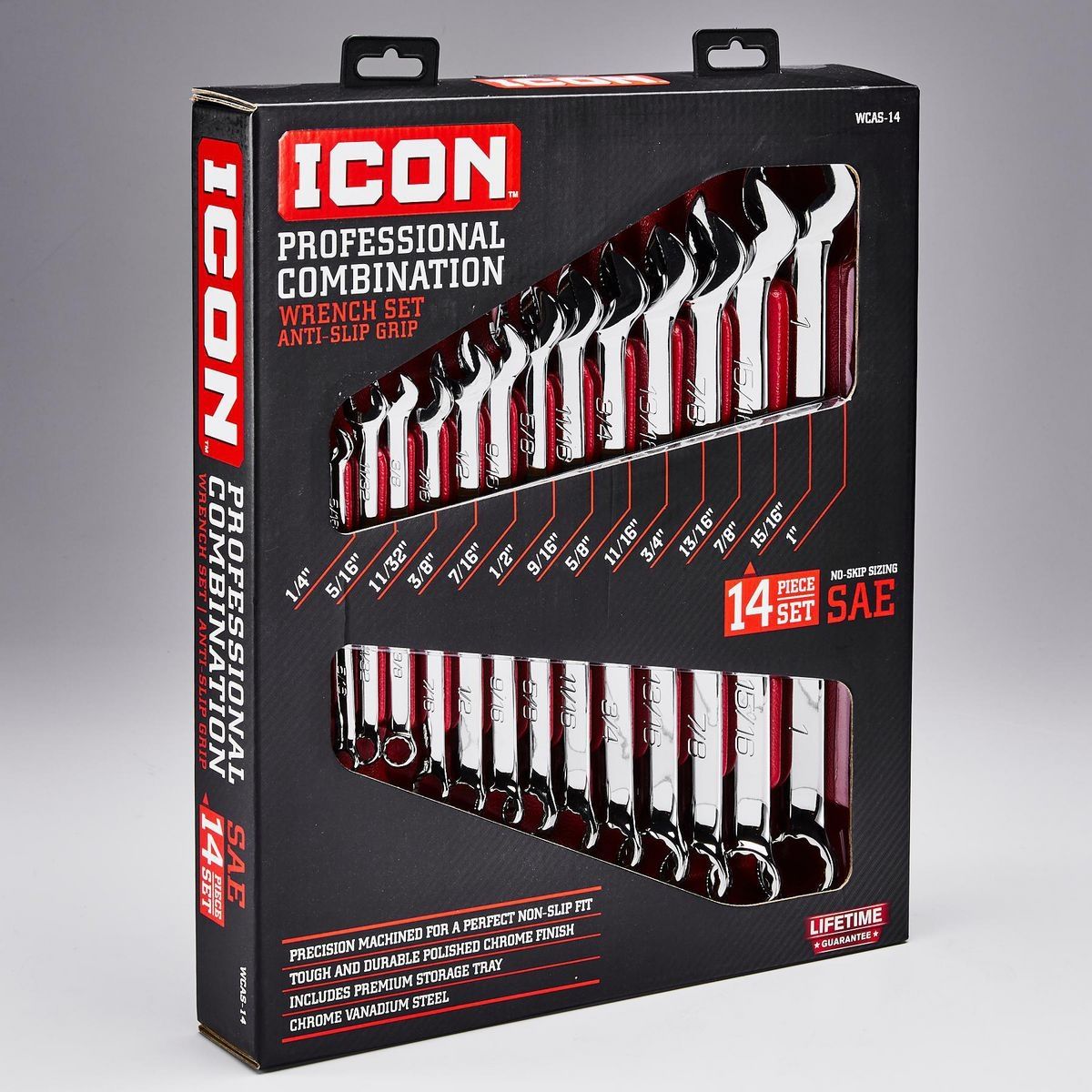 Juego de llaves combinadas profesionales Icon Anti-Slip Grip SAE, 14 piezas - 64711