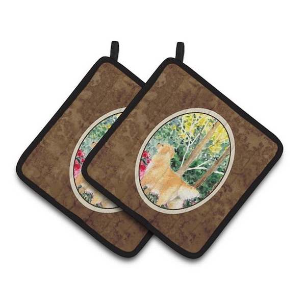 Carolines Treasures Golden Retriever Pair of Pot Holders, 7.5 x 3 x 7.5 in. - SS8886PTHD