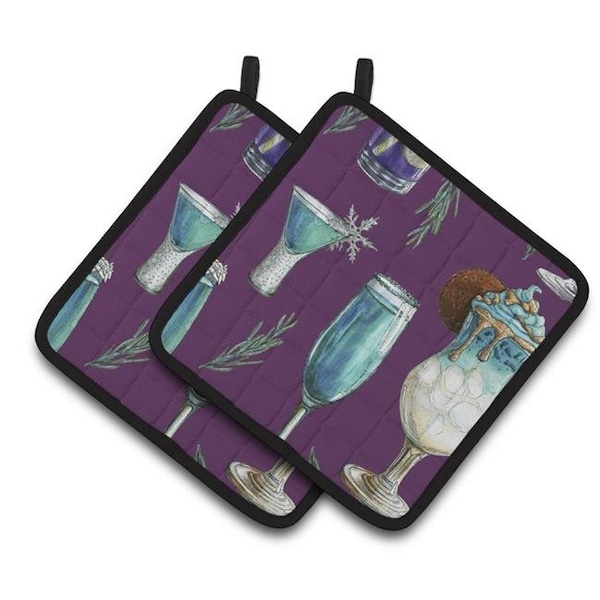 Carolines Treasures Carolines Treasures BB5204PTHD Drinks & Cocktails Purple Pair of Pot Holders - BB5204PTHD