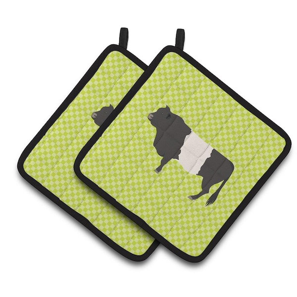 Carolines Treasures Belted Galloway Cow Green Pair of Pot Holders - BB7657PTHD