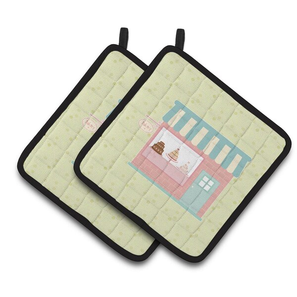 Carolines Treasures Bake Shoppe on Green Pair of Pot Holders - BB7299PTHD