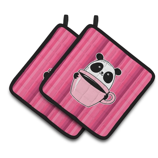 Carolines Treasures Panda Bear Coffee Pair of Pot Holders - BB7038PTHD