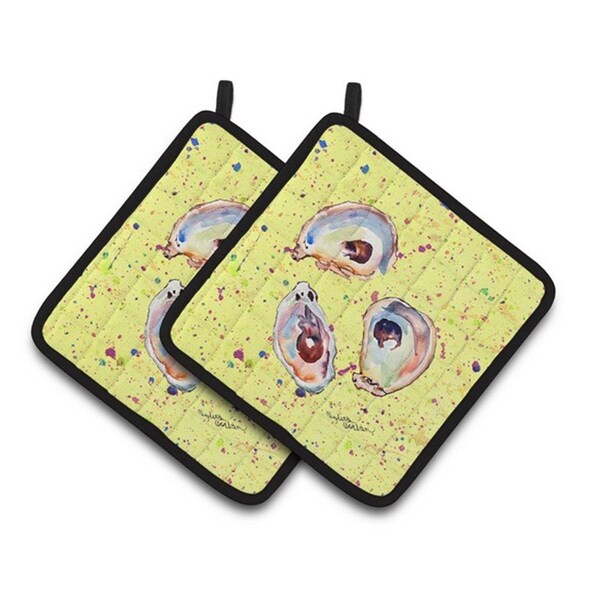 Carolines Treasures Oyster Pair of Pot Holders, 7.5 x 3 x 7.5 in. - 8453PTHD