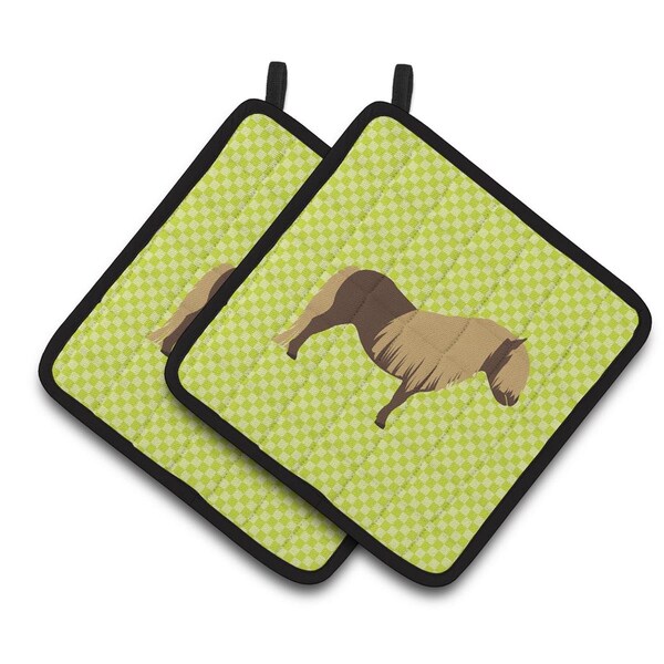 Carolines Treasures Shetland Pony Horse Green Pair of Pot Holders - BB7740PTHD
