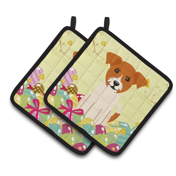 Carolines Treasures Easter Eggs Jack Russell Terrier Pair of Pot Holders - BB6108PTHD