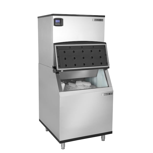 Maxx Ice Intelligent Series Modular Ice Machine, 30 in.W, 650 lbs, and Storage Bin, 30 in.W, Stainless Steel - MIM650N-B470