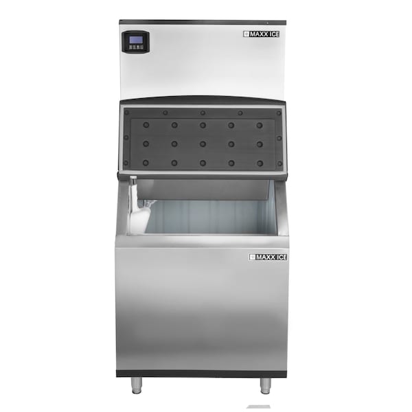 Maxx Ice Intelligent Series Modular Ice Machine, 30 in.W, 650 lbs, and Storage Bin, 30 in.W, Stainless Steel - MIM650N-B470