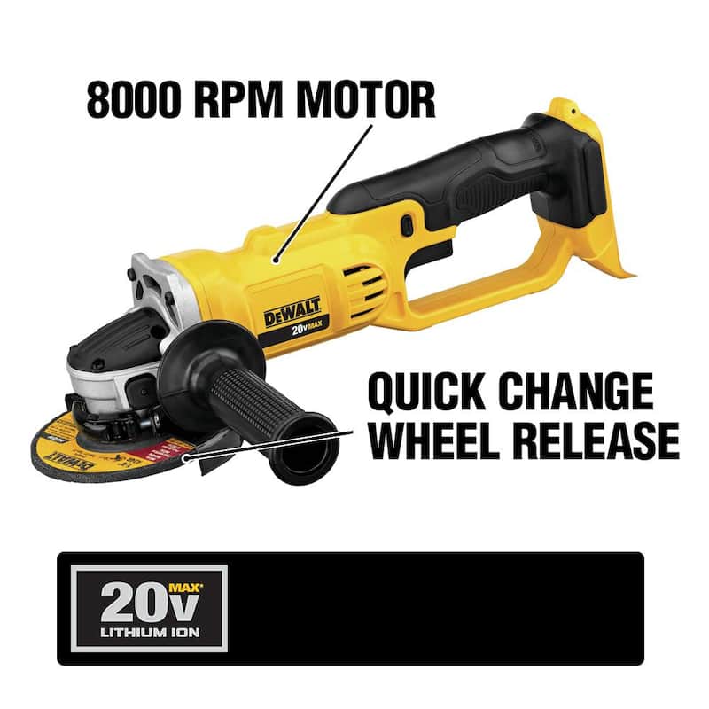Esmeriladora angular inalámbrica DEWALT 20V MAX de 4.5 a 5 pulgadas (Herramienta Únicamente) - DCG412B