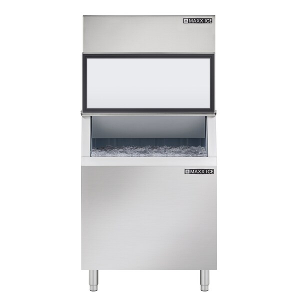 Maxx Ice Modular Ice Machine, 30 in.W, 460 lbs, Full Dice Ice Cubes, 30 in.W, 400 lbs, Stainless Steel - MIM452B