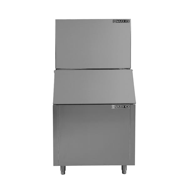 Maxx Ice Modular Ice Machine, 30 in.W, 602 lbs, and Storage Bin, 30 in.W, 400 lbs, in Stainless Steel - MIM600B