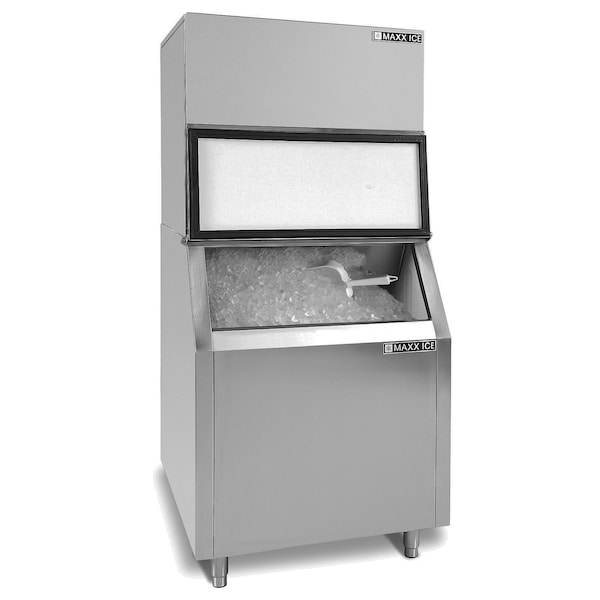 Maxx Ice Modular Ice Machine, 30 in.W, 602 lbs, and Storage Bin, 30 in.W, 400 lbs, in Stainless Steel - MIM600B
