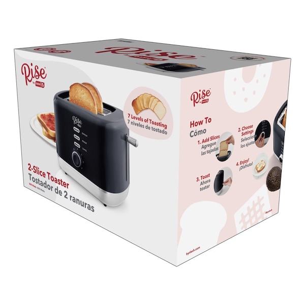 Rise By Dash Plastic Black 2 slot Toaster 7.4 in. H X 7.2 in. W X 11.1 in. D - RTT200GBBK06