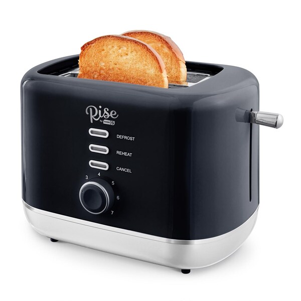 Rise By Dash Plastic Black 2 slot Toaster 7.4 in. H X 7.2 in. W X 11.1 in. D - RTT200GBBK06