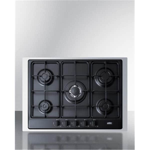 Summit 5 Burner Gas Cooktop with 30 in. Trim Kit Black Finish - GC5272BTK30