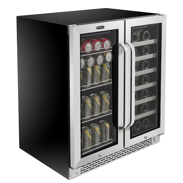 Whynter 30″ Built-In French Door Dual Zone Wine Refrigerator/Beverage Center - BWB-3388FDS