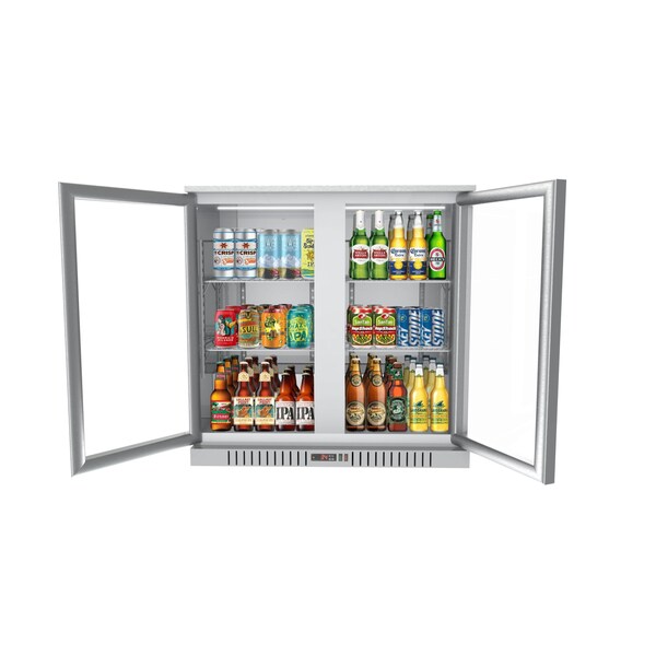 Koolmore 2 Door Stainless Steel Back Bar Cooler Counter Height Glass Door Refrigerator with LED Lighting - BC-2DSW-SS