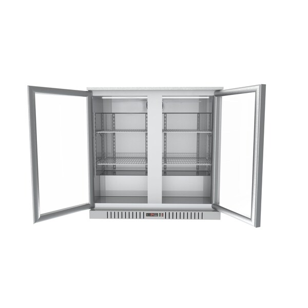 Koolmore 2 Door Stainless Steel Back Bar Cooler Counter Height Glass Door Refrigerator with LED Lighting - BC-2DSW-SS