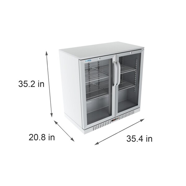 Koolmore 2 Door Stainless Steel Back Bar Cooler Counter Height Glass Door Refrigerator with LED Lighting - BC-2DSW-SS