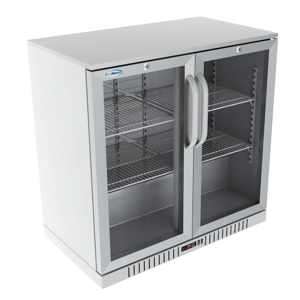 Koolmore 2 Door Stainless Steel Back Bar Cooler Counter Height Glass Door Refrigerator with LED Lighting - BC-2DSW-SS