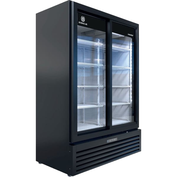 Beverage-Air Glass Door Merchandiser, Sliding Doors, 34.98 cu. ft. Capacity, Black - MT53-1-SDB