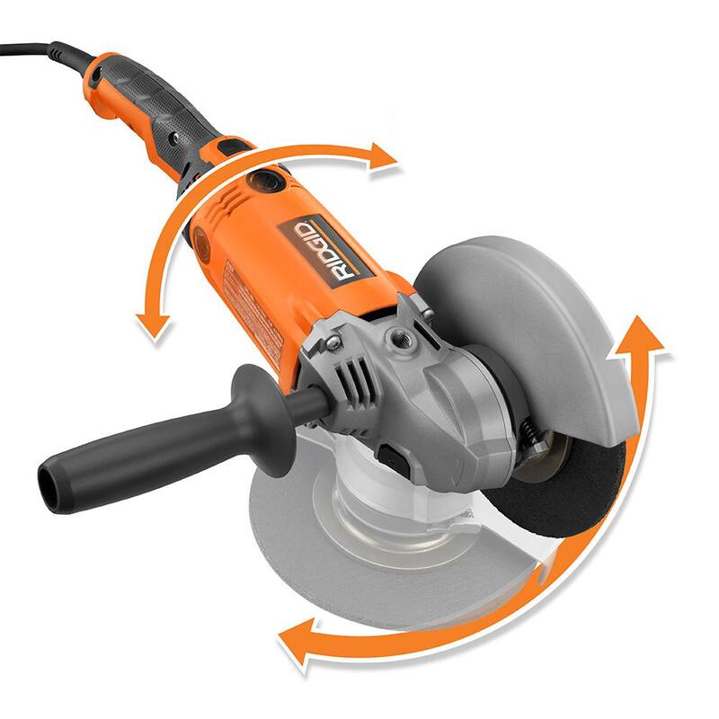 Amoladora angular con mango giratorio de 7 pulgadas y cable de 15 amperes RIDGID - R10202