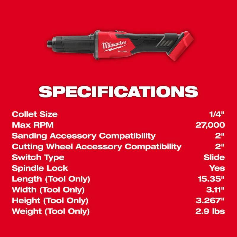 Milwaukee M18 FUEL 18V Lithium-Ion Brushless Inalámbrico 1/4 in. Amoladora de troqueles con freno con Batería de alto rendimiento XC 8.0 Ah - 2939-20-48-11-1880