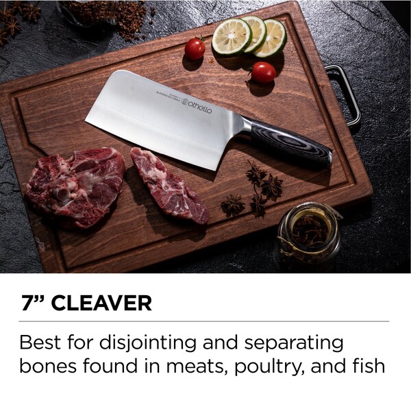 Othello Classic Knife Set with Wooden Block Kitchen Knives, Silver - CL-FK6