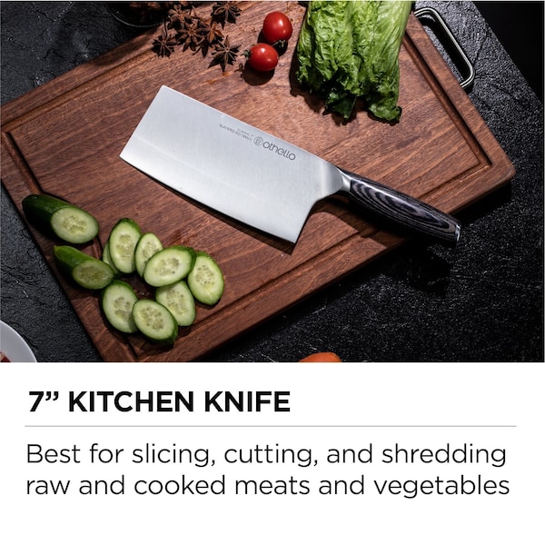 Othello Classic Knife Set with Wooden Block Kitchen Knives, Silver - CL-FK6