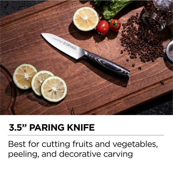 Othello Classic Knife Set with Wooden Block Kitchen Knives, Silver - CL-FK6
