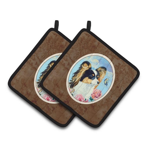 Carolines Treasures Papillon Pair of Pot Holders, 7.5 x 3 x 7.5 in. - 7242PTHD