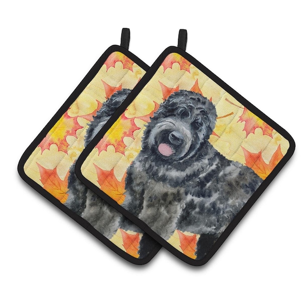 Carolines Treasures Black Russian Terrier Fall Pair of Pot Holders - BB9938PTHD