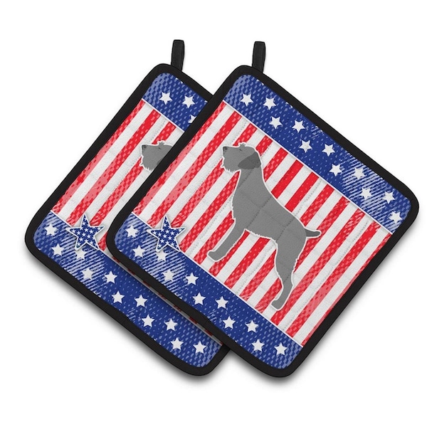 Carolines Treasures USA Patriotic German Wirehaired Pointer Pair of Pot Holders - BB3311PTHD