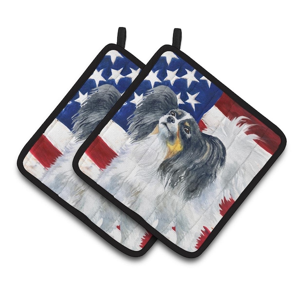 Carolines Treasures Papillon Patriotic Pair of Pot Holders - BB9657PTHD