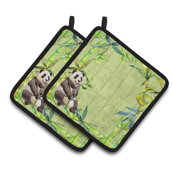 Carolines Treasures Panda Bear & Bamboo Pair of Pot Holders - CK1696PTHD