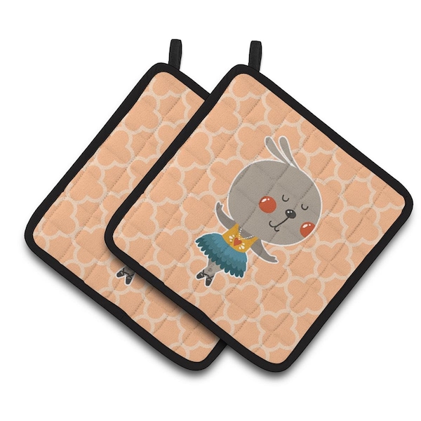 Carolines Treasures Ballerina Rabbit Pair of Pot Holders - BB6727PTHD