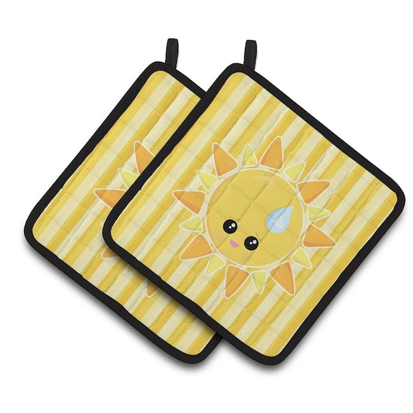 Carolines Treasures Weather Sun Sprinkle Face Pair of Pot Holders - BB7150PTHD