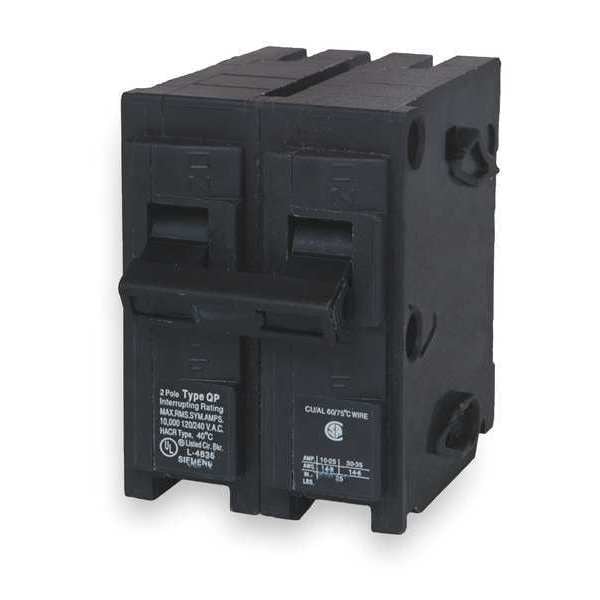 Siemens Miniature Circuit Breaker, Q Series, 30A, 2 Pole, 120/240V AC, 10kA at 120V AC - Q230HID