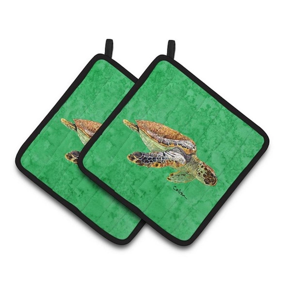 Carolines Treasures Turtle Pair of Pot Holders, 7.5 x 3 x 7.5 in. - 8675PTHD