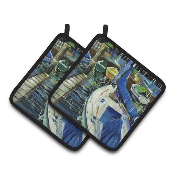 Carolines Treasures Sailboats Pair of Pot Holders, 7.5 x 3 x 7.5 in. - JMK1245PTHD