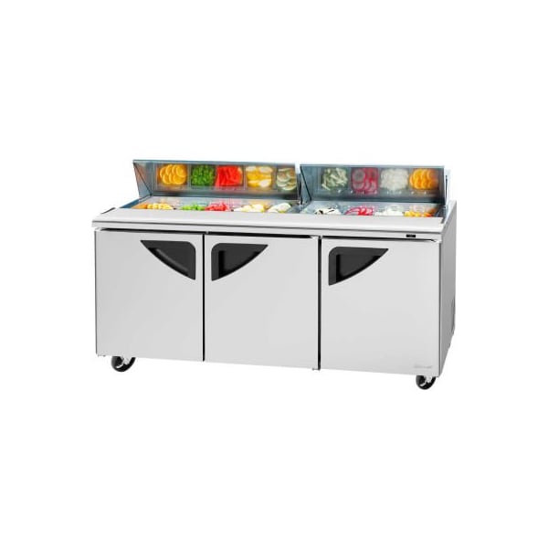 Turbo Air Super Deluxe Series - Sandwich/Salad Table 72-2/3"W - 3 Door - TST-72SD-N