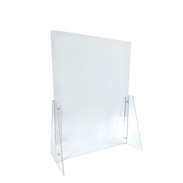 Azar Displays Counter Cashier Shield, Sneeze Guard, Clear Acrylic Protective Barrier. Adjstbl to two heights, 2PK - 179822
