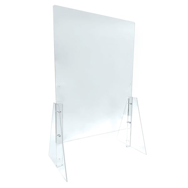 Azar Displays Counter Cashier Shield, Sneeze Guard, Clear Acrylic Protective Barrier. Adjstbl to two heights, 2PK - 179822
