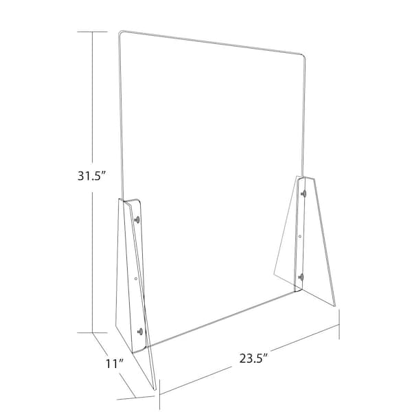Azar Displays Counter Cashier Shield, Sneeze Guard, Clear Acrylic Protective Barrier. Adjstbl to two heights, 2PK - 179822