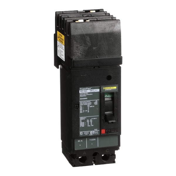 Square D Molded Case Circuit Breaker, HDA Series, 60A, 2 Pole, 600V AC, 25kA at 240V AC - HDA260602
