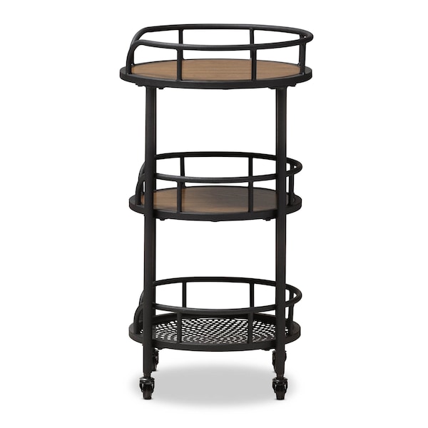 Baxton Studio Bristol Rustic Industrial Style Metal and Wood Mobile Serving Cart - 137-7508