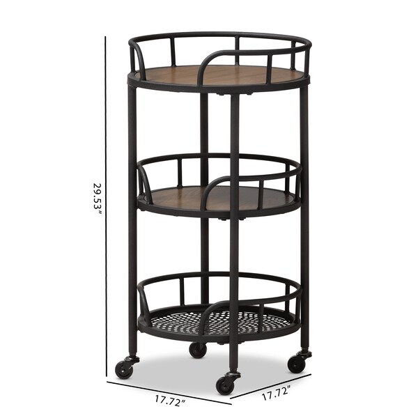 Baxton Studio Bristol Rustic Industrial Style Metal and Wood Mobile Serving Cart - 137-7508