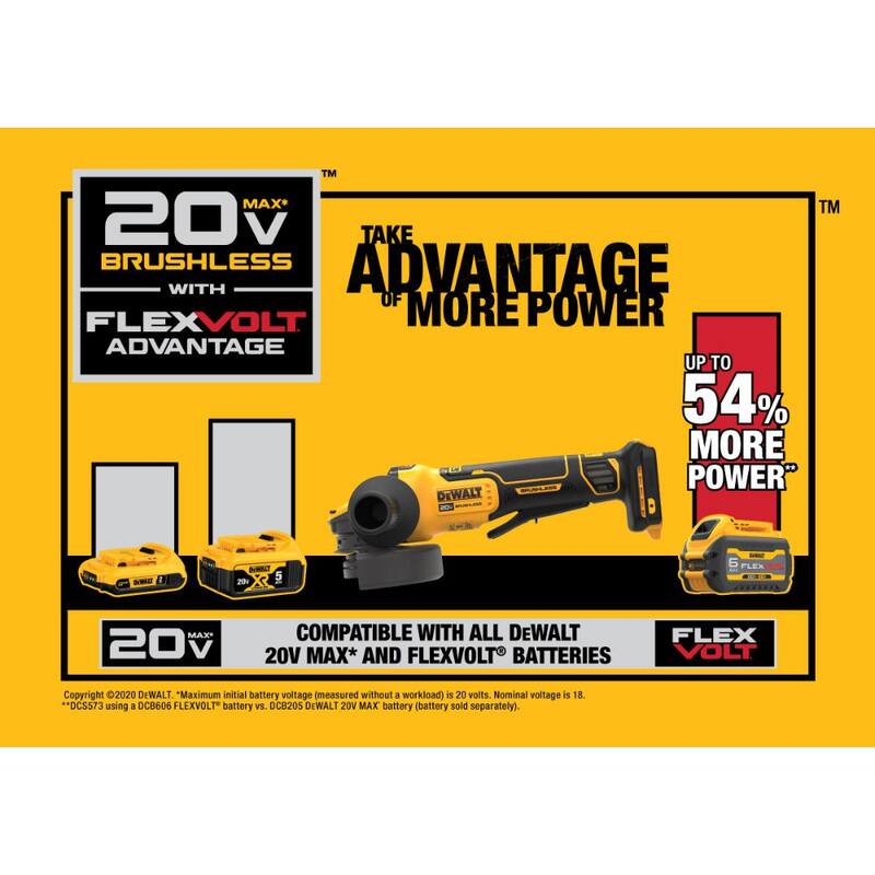DEWALT Amoladora Angular Inalámbrica sin Escobillas de 20V MAX de 4.5 a 5 pulgadas con Interruptor de Paleta y Ventaja FLEXVOLT (Herramienta Solamente) - DCG416B